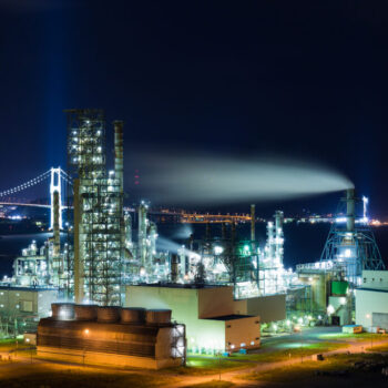 Industrial factory in Muroran at night