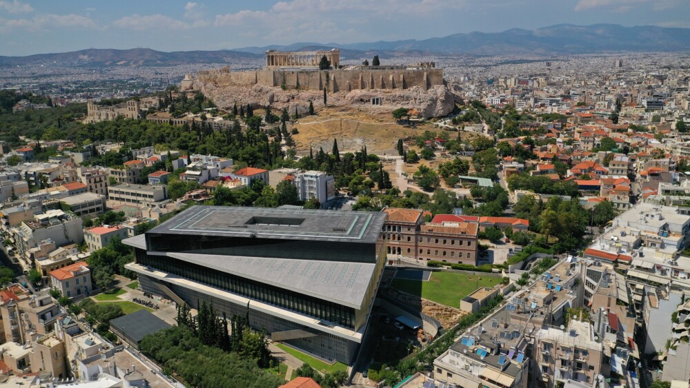 Aerial,Photo,Taken,By,Drone,Of,Iconic,New,Modern,Acropolis